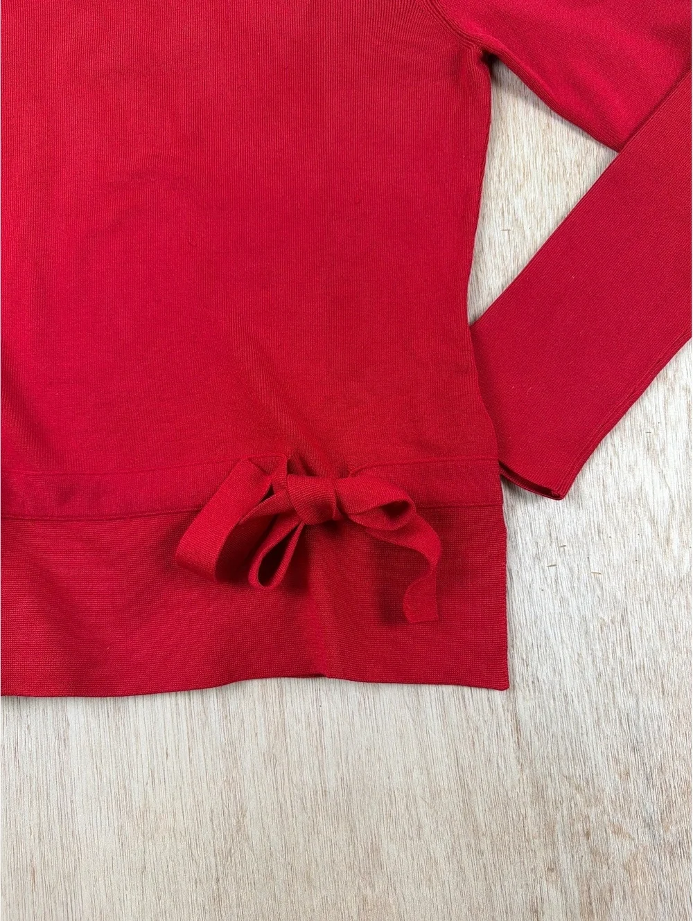 Exhibit A Red Silk Blend Turtleneck Sweater w/ Tie Waist Size Medium